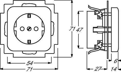Розетка 1-м СП Duro 16А IP20 крем./бел. ABB 2011-0-1318
