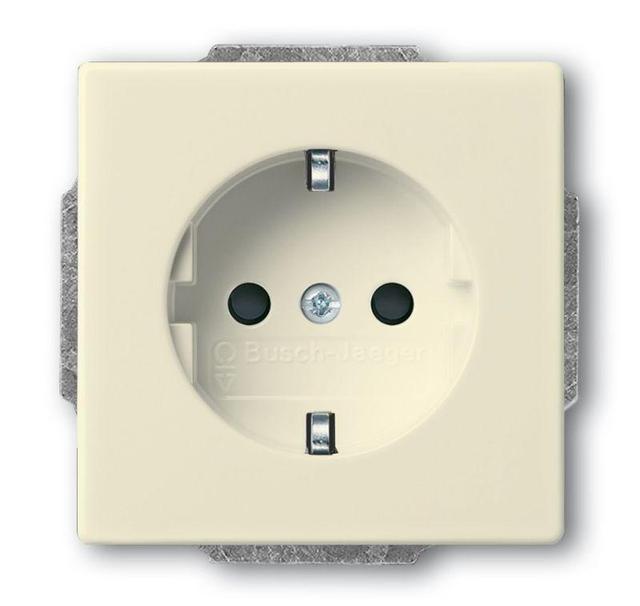 Розетка 1-м СП Solo/future 16А IP20 250В Schuko защ. шторки savanne/сл. кость ABB 2CKA002013A5376