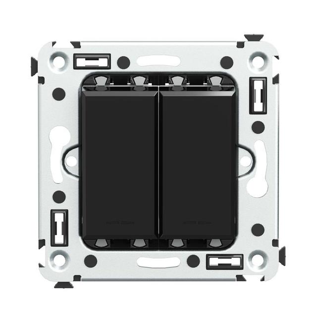 Выключатель 2-кл. 2мод. СП Avanti "Черный квадрат" 16А IP20 черн. DKC 4402104