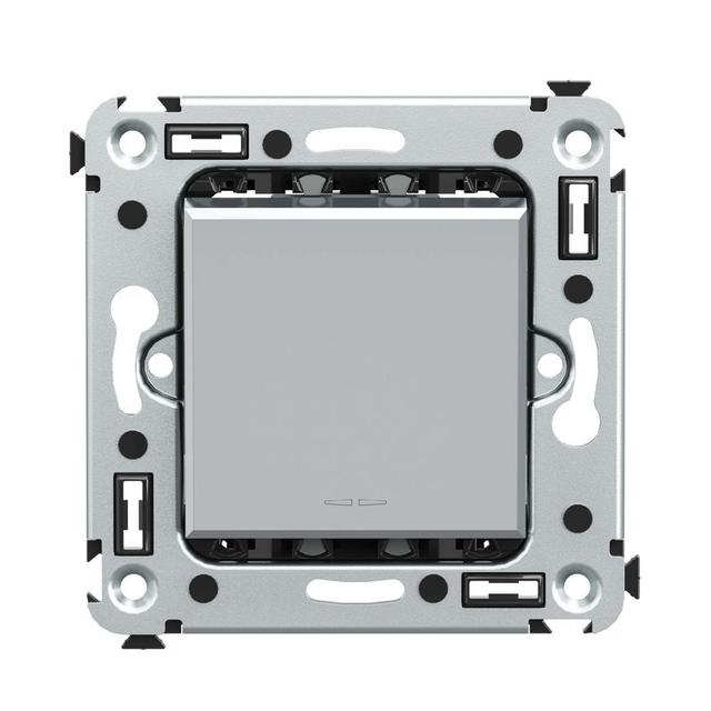 Переключатель 1-кл. 2мод. СП Avanti "Закаленная сталь" 16А сер. DKC 4404113