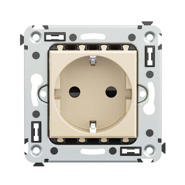 Розетка 1-м СП 2мод. Avanti "Ванильная дымка" 16А IP20 2P+E защ. шторки беж. DKC 4405003