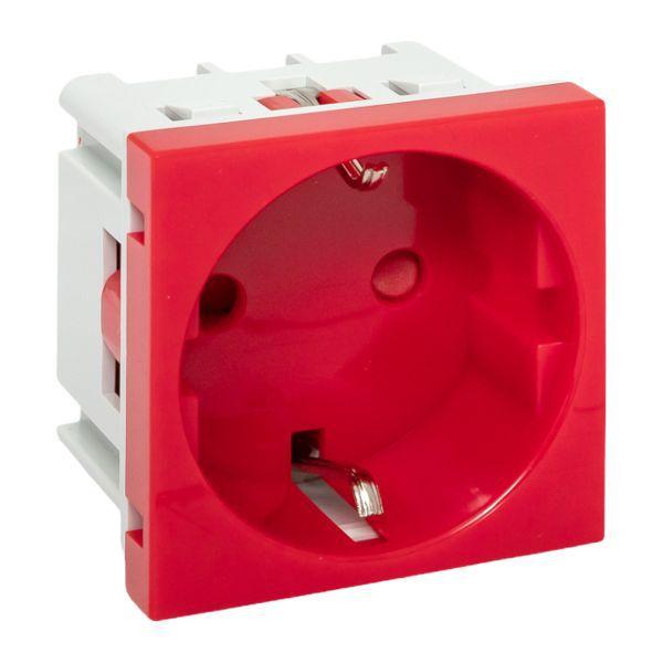 Розетка 45х45 (2 модуля) с заземл. прямая красн. EKF E2MR16-028-70