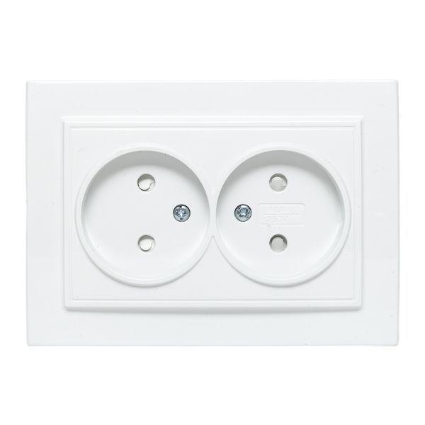 Розетка 2-м СП Минск 10А IP20 без заземл. защ. шторки бел. Basic EKF ERR10-102-100