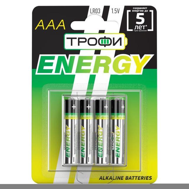 Элемент питания алкалиновый AAA/LR03 LR03-4BL Eco (блист.4шт) Трофи Б0017044