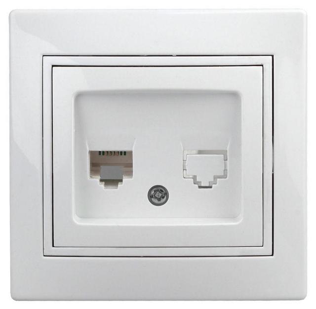 Розетка компьютерная СП Plano 1Э-303-01 RJ45 бел. Intro Б0038835