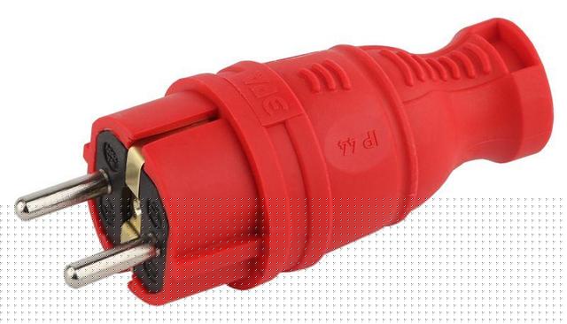 Вилка прямая V8-RED-IP44 16А IP44 з/з каучук красн. Эра Б0044547