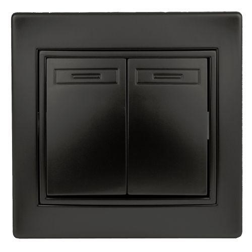 Выключатель 2-кл. 2мод. СП Plano 10А IP20 1-104-05 250В антрацит Intro Б0053765