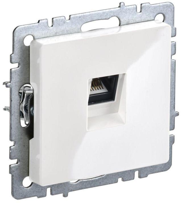 Розетка компьютерная Brite RJ45 кат.5E РК10-БрБ бел. IEK BR-K10-1-K01-PRO