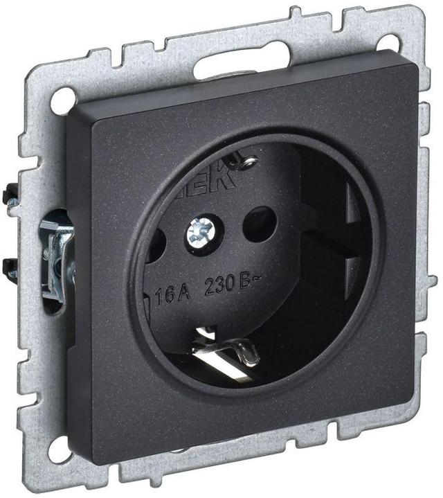 Розетка BRITE РС14-1-0-БрЧ 16А с заземл. защ. шторки черн. IEK BR-R14-16-K02