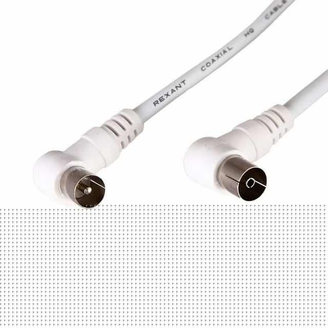 Шнур TV Plug - TV Jack 1.5м угловой бел. Rexant 18-0022