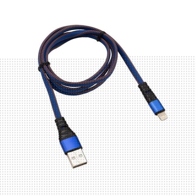 Кабель USB-Lightning 2.4А 1м син. нейлоновая оплетка Rexant 18-7053
