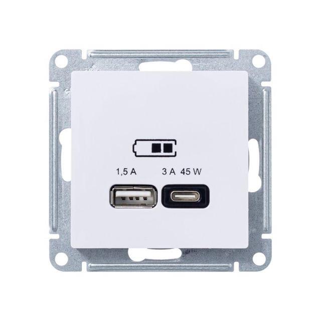 Розетка USB AtlasDesign тип A+C 45Вт высокоскор. ЗУ QC PD механизм лотос SE ATN001329
