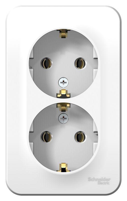 Розетка 2-м ОП Blanca 16А IP20 250В с заземл. без защ. шторок с изолир. пластиной бел. SE BLNRA010211