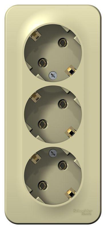 Розетка 3-м ОП Blanca 16А IP20 250В с заземл. без защ. шторок с изолир. пластиной беж. SE BLNRA010317