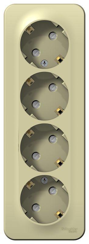 Розетка 4-м ОП Blanca 16А IP20 250В с заземл. защ. шторки с изолир. пластиной беж. SE BLNRA011417