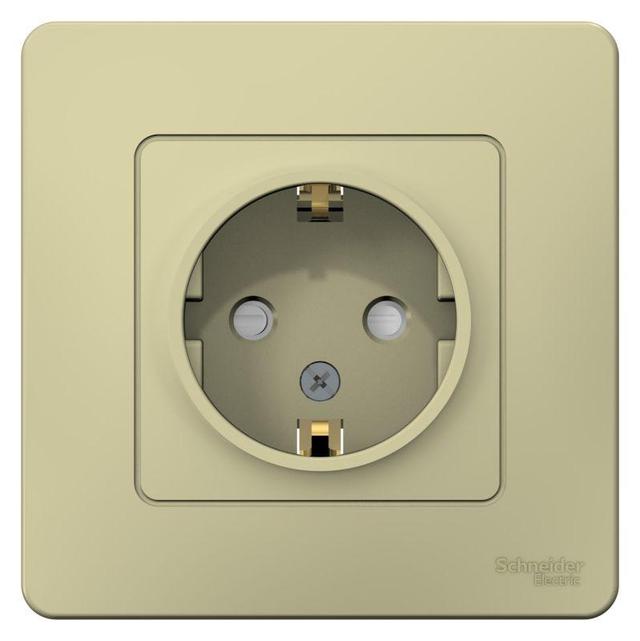 Розетка 1-м СП Blanca 16А IP20 250В с заземл. защ. шторки беж. SE BLNRS001117