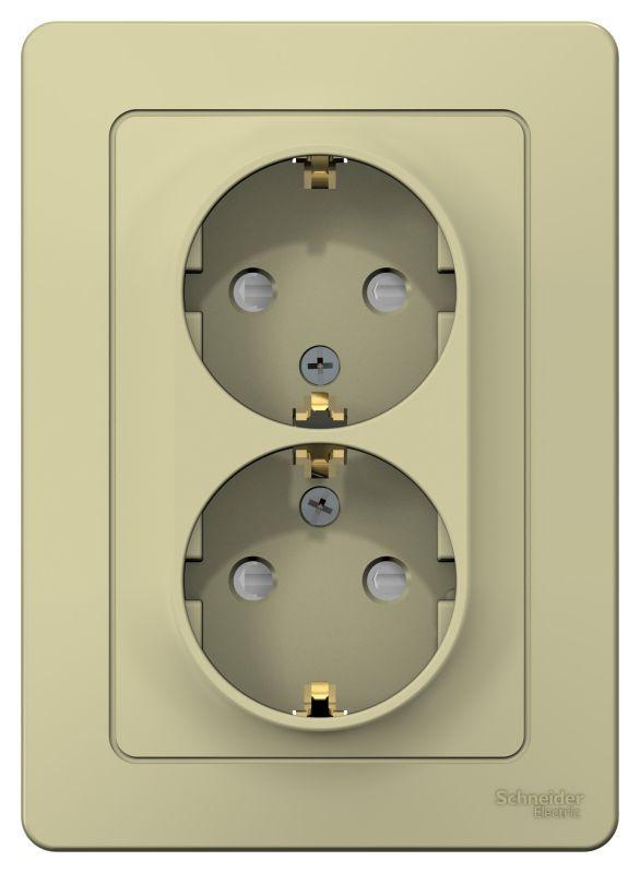 Розетка 2-м СП Blanca 16А IP20 250В с заземл. защ. шторки беж. SE BLNRS001127