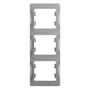 Рамка 3-м Glossa вертикал. алюм. SE GSL000307