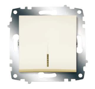 Выключатель 1-кл. 1мод. СП Cosmo 10А IP20 с подсветкой механизм крем. ABB 619-010300-201