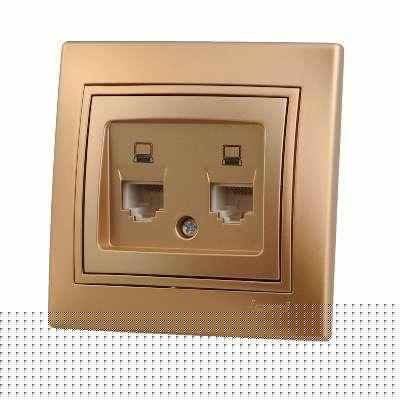 Розетка компьютерная 2-м СП Mira RJ45 зол. метал. LEZARD 701-1313-141