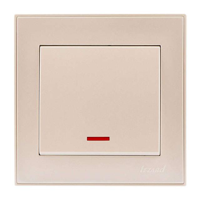Выключатель 1-кл. СП Rain IP20 с подсветкой крем. LEZARD 703-0303-111
