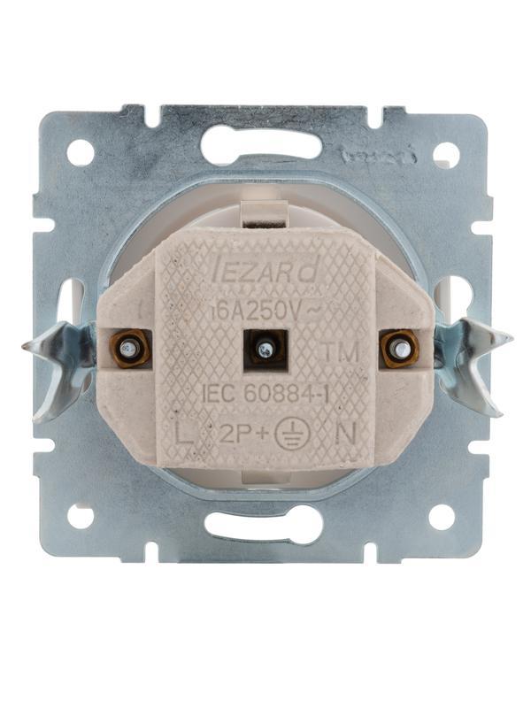 Розетка 1-м СП Rain 16А IP20 с заземл. керамика механизм бел. LEZARD 703-0288-122