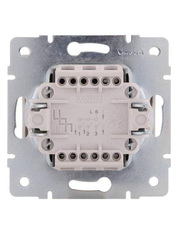 Выключатель 3-кл. СП Rain IP20 механизм жемчуж./бел. перламутр. LEZARD 703-3088-109