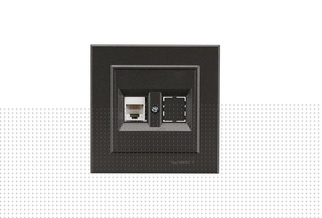 Розетка компьютерная+гнездо СП Karea 16А IP20 CAT 5 дым. металлик Makel 56050035