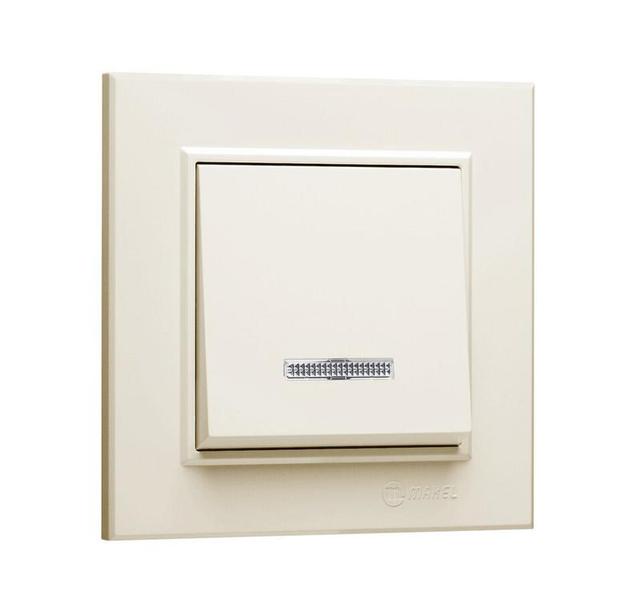 Выключатель 1-кл. СП Karea 10А IP20 с подсветкой крем. Makel 56010021