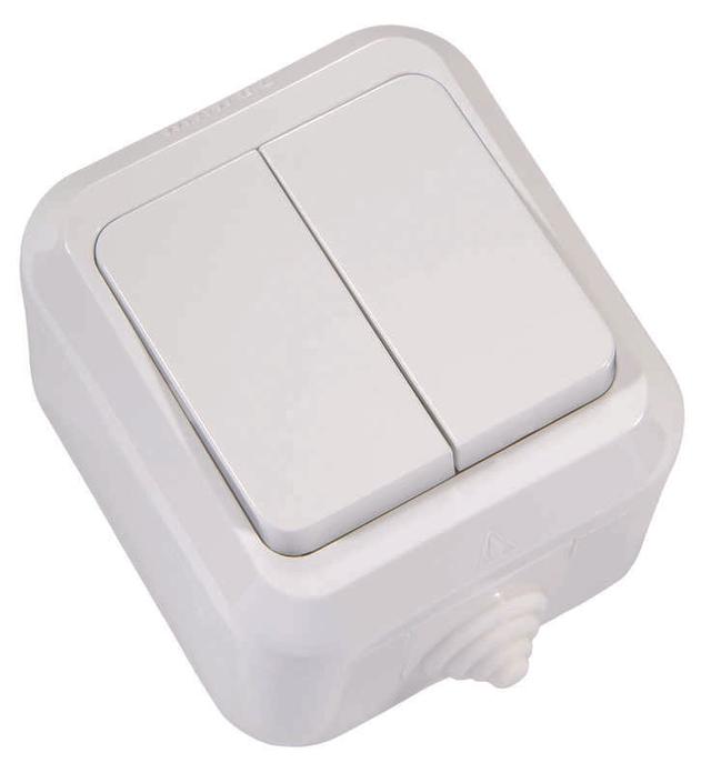 Выключатель 2-кл. ОП 10А IP44 п/герм. бел. Makel 18301