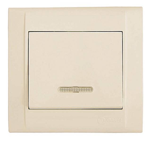 Выключатель 1-кл. СП Defne 10А IP20 с подсветкой крем. Makel 42010021