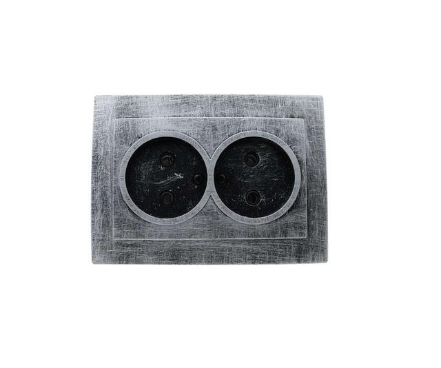 Розетка 2-м СП Palazzo Vintage без заземл. серебр. патина Duwi 26560 3