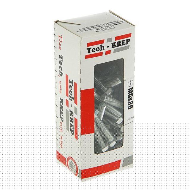 Болт DIN933 с шестигранной головкой М6х30 оцинк. (уп.60шт) Tech-KREP 105203