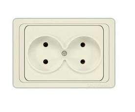 Розетка 2-м СП Валери 16А сл. кость UNIVersal Б-В0102
