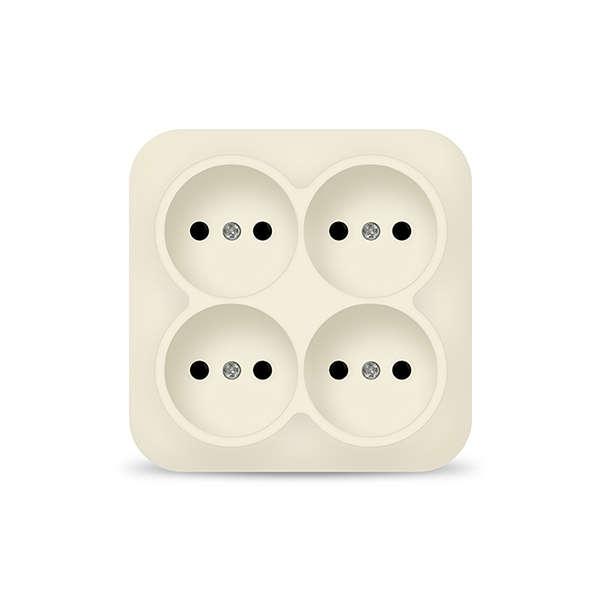 Розетка 4-м ОП 10А IP20 квадрат. без заземл. сл. кость IONICH 1453