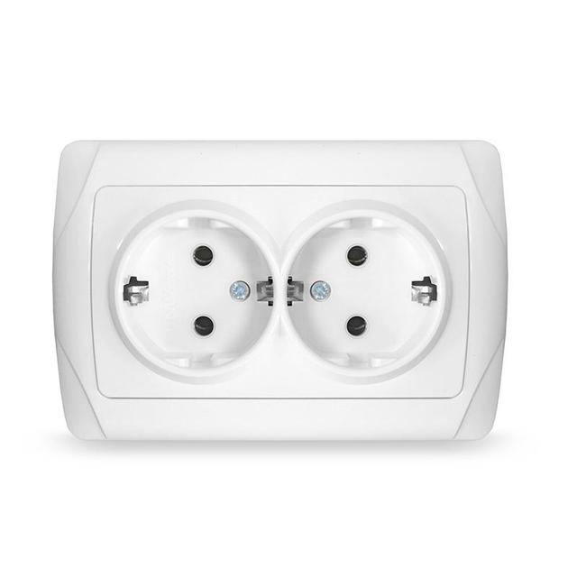 Розетка 2-м СП Маргарита 16А IP20 с заземл. бел. UNIVersal М0128