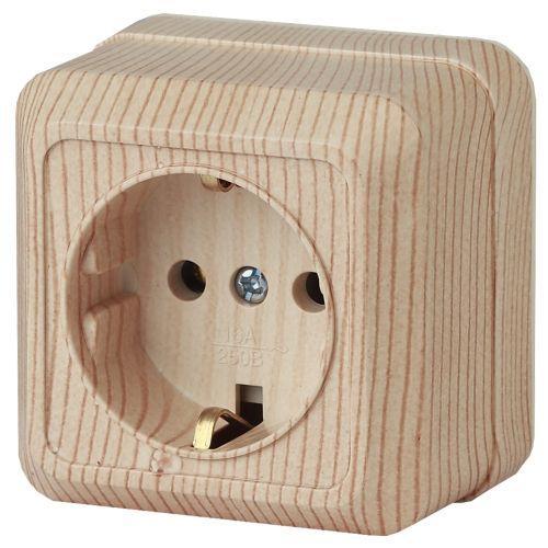 Розетка 1-м ОП Quadro 2-202-11 16А IP20 250В 2P+E Schuko сосна Intro Б0053790