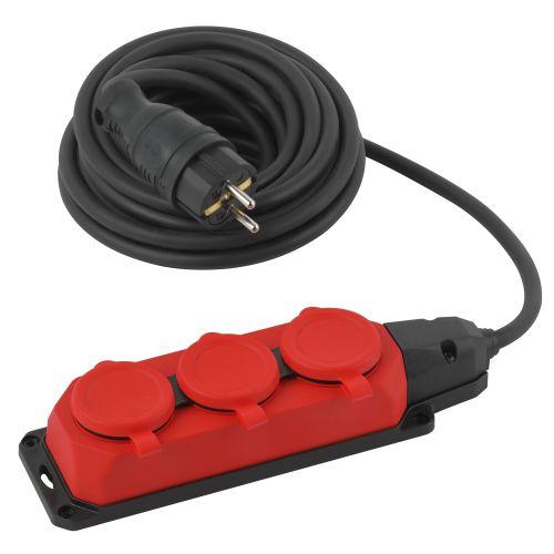 Удлинитель силовой UK-3e-3x1.5-5m-IP44(KG) с заземлением 3 розетки каучук 5м КГ 3х1.5кв.мм IP44 Эра Б0057579
