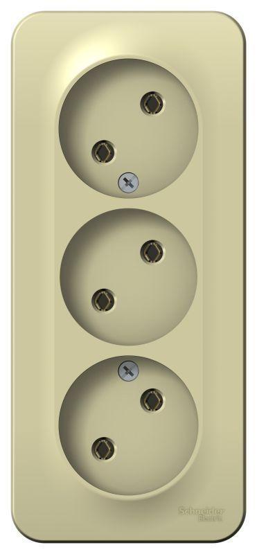 Розетка 3-м ОП Blanca 16А IP20 250В без заземл. без защ. шторок с изолир. пластиной беж. SE BLNRA000317